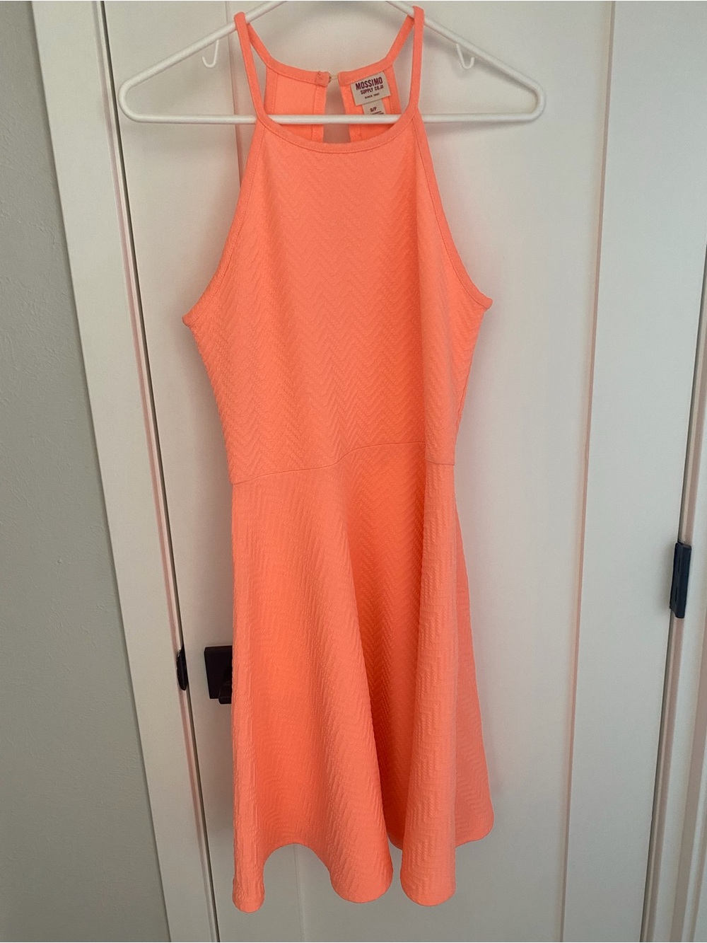 Coral Halter Fit & Flare Dress